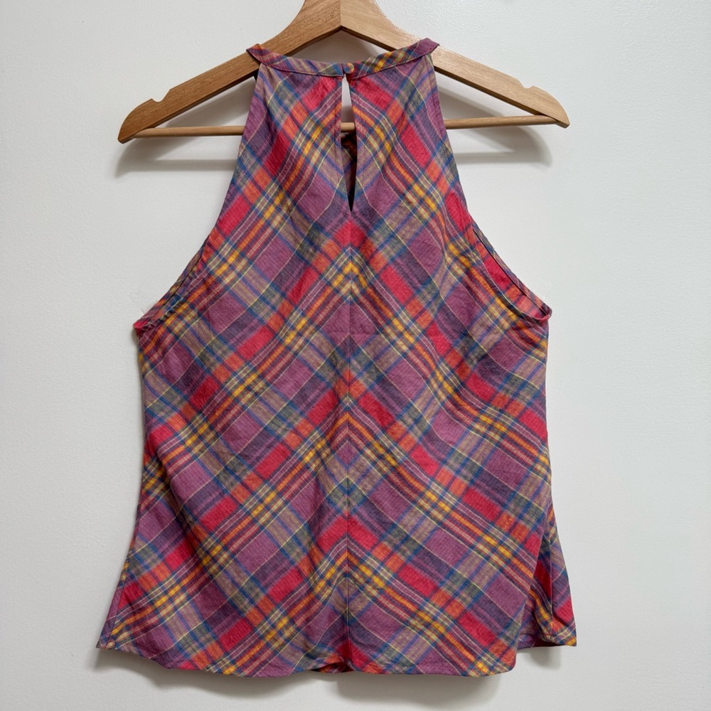 J. Crew Sunset Plaid Amber Linen Top - Picture 6 of 12